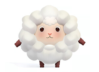 Obraz premium cute little sheep, lamb character isolated on white background . AI