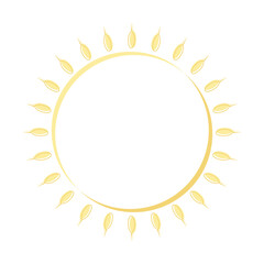 Agricultural circle image or logo with wheat seeds around abstract sun.