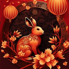 background set in the chinese year of the rabbit ,generative ai