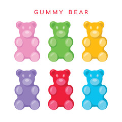 Colorful sweet jelly bears set. Vector illustration - 565436651