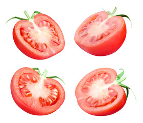 Fototapeta Set of delicious red tomato halves cut out obraz