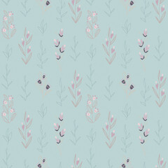 Seamless abstract floral pattern, pastel texture, paper texture, hand drawing.