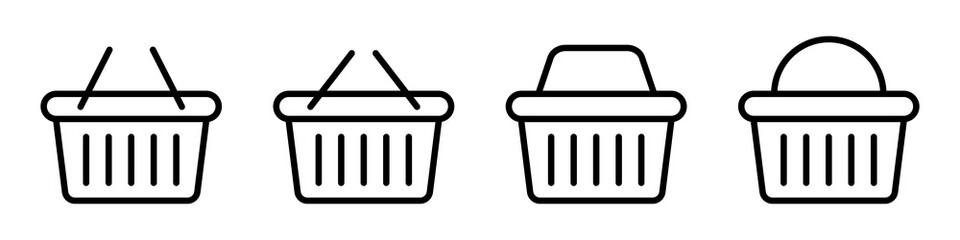 Shopping basket icon - vector illustration. Line style icon, expanded stroke.