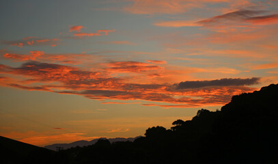 Sunset behind the hill - New Zealand