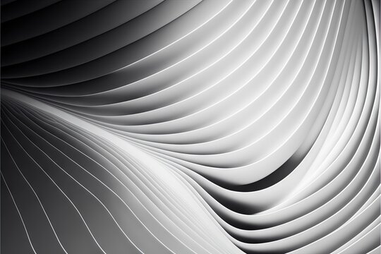  a black and white photo of a wavy design on a wall of a building in a city of london, england, uk, with a black and white background. generative ai © Shanti