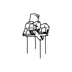 vector illustration of hand holding wood