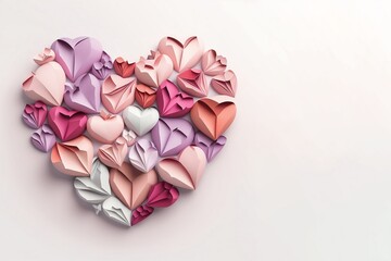 Paper hearts 3d craft paper art, Generative AI