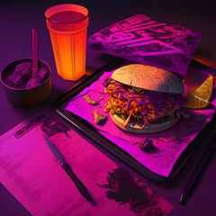 Fantasy Concept Art Meal: Professional Product Photography with Purple and Red Accents and High Key Light