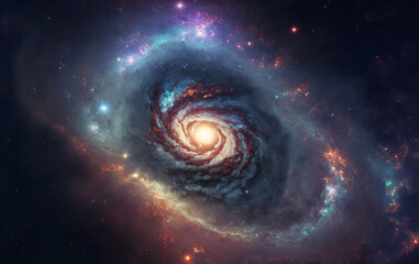 Fototapeta na wymiar The galactic nebula, a view from space to a spiral galaxy and stars. abstract space background with spiral galaxy and stars, universe filled with stars, abstract cosmos background, generated ai