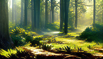 Forest landscape created with Generative AI technology