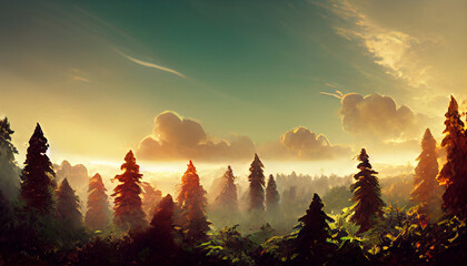 Forest landscape created with Generative AI technology