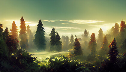 Forest landscape created with Generative AI technology
