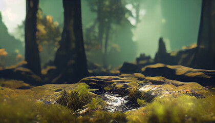 Forest landscape created with Generative AI technology