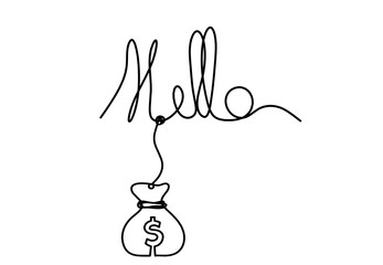 Calligraphic inscription of word "bonjour", "hello" with dollar as continuous line drawing on white  background © suns07butterfly