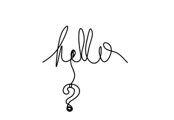 Calligraphic inscription of word "bonjour", "hello" with question mark as continuous line drawing on white  background © suns07butterfly