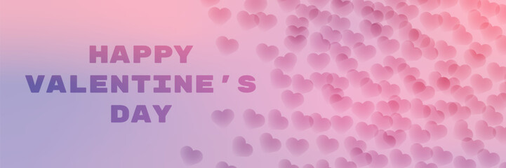 Happy Valentine's Day background. Wavy pink and purple gradient layout template. Vector illustration