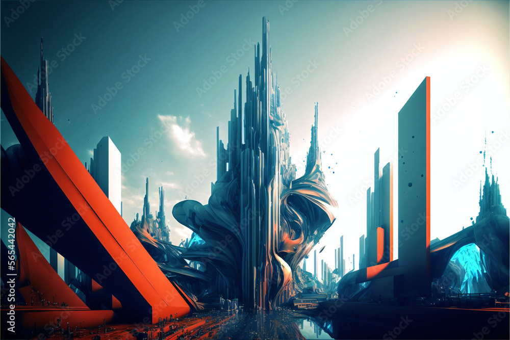 Poster city of the future. abstract modern design. designed using generative ai.