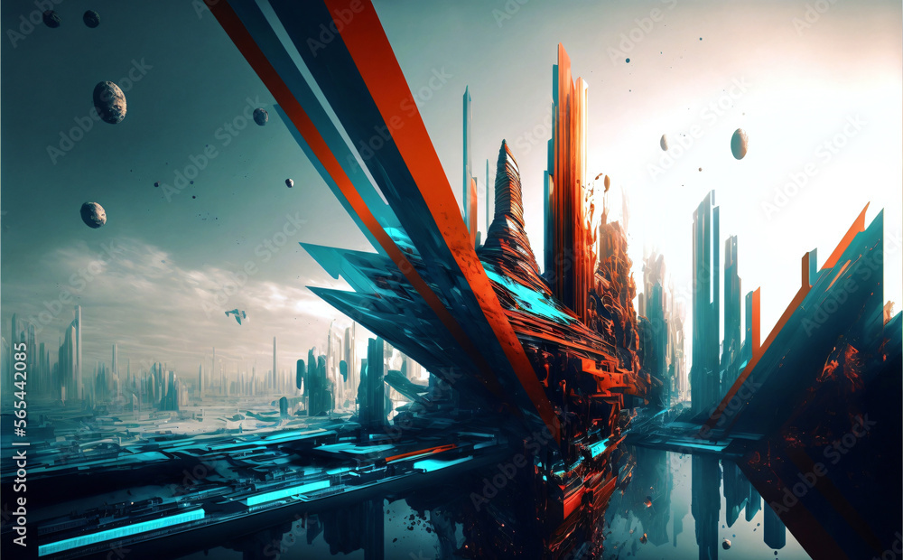 Poster city of the future. abstract modern design. designed using generative ai.