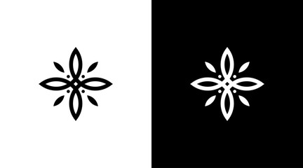 natural logo monogram beauty flower black and white icon illustration style Designs templates