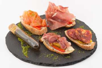 bread, ham and salmon