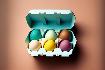 Easter colorful eggs on color background