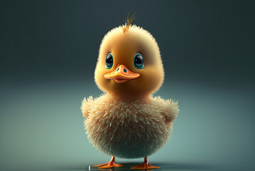 Cute yellow 3D duck