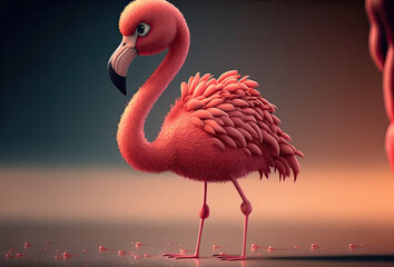 pink flamingo 3D cartoon