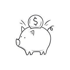 Bank coin piggy doodle. Money piggy hand drawn sketch style icon. Money economy comic doodle drawn concept. Vector illustration.