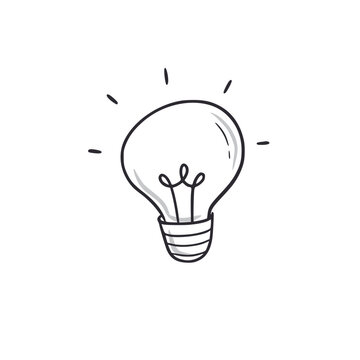 recommend clip art: Idea bulb light doodle. Light lamp bulb hand drawn sketch style icon. Creative, idea think doodle drawn concept. Vector illustration.