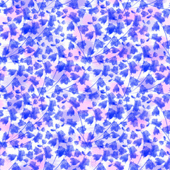 Seamless floral pattern with small blue flowers.