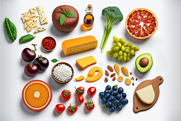 Fototapeta na wymiar healthy food fruits and vegetables AI