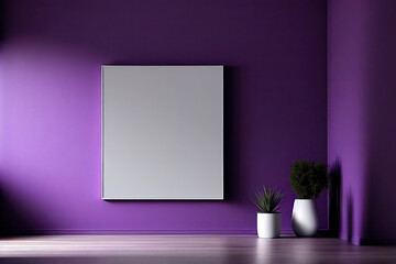 Purple simple interior with empty space, Generative AI
