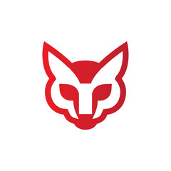 fox icon, logo for gamers, strong icon in red color