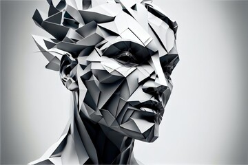 Abstract polygonal cyborg human face - Generated by Generative AI