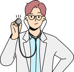 Smiling male doctor with stethoscope