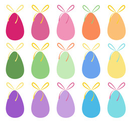 vector set of rainbow Easter eggs with bows