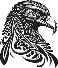 Vector illustration of eagle head with celtic ornament