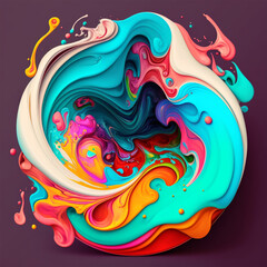 Abstract colorful liquid painting swirl background.