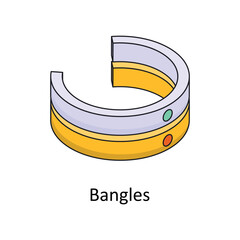 Bangles Vector Isometric Filled Outline icon for your digital or print projects.