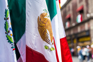 National Emblem of the flag of Mexico in the streets of Mexico City, Independence day, cinco de mayo celebration - obrazy, fototapety, plakaty