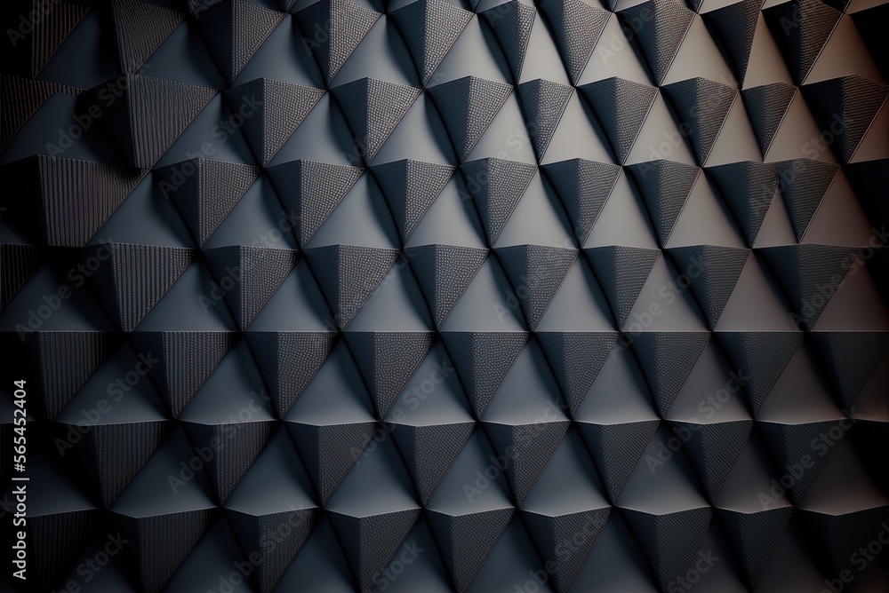 Poster high-tech and futuristic, with a gloomy backdrop and a diamond-shaped grid of blocks. diamond-shaped