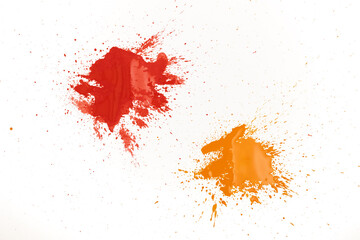Paint splashes. Paint blots on a white background. 