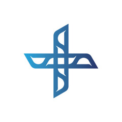 Logo with plus icon, catchy, inspiring plus decorative motif
