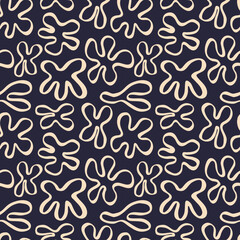 Simple vector texture with hand drawn ink shapes. Ink doodles seamless pattern. Organic shapes minimalistic background