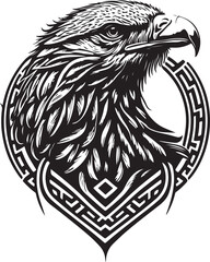 Vector illustration of eagle head with celtic ornament