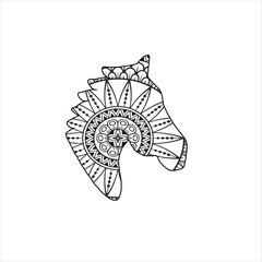Vector mandala horse coloring page for kids and adult
