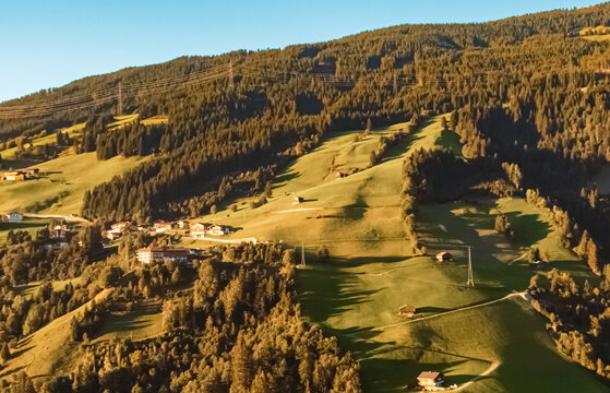 Beautiful alpine summer evening view at the famous Gerlos Pass, Zillertal valley, Tyrol, Austria