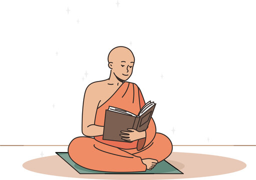 orange monk reading book, sitting clip art preview