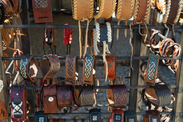 Leather pendants and hand straps at the leather goods fair