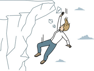 Businesswoman fall from cliff